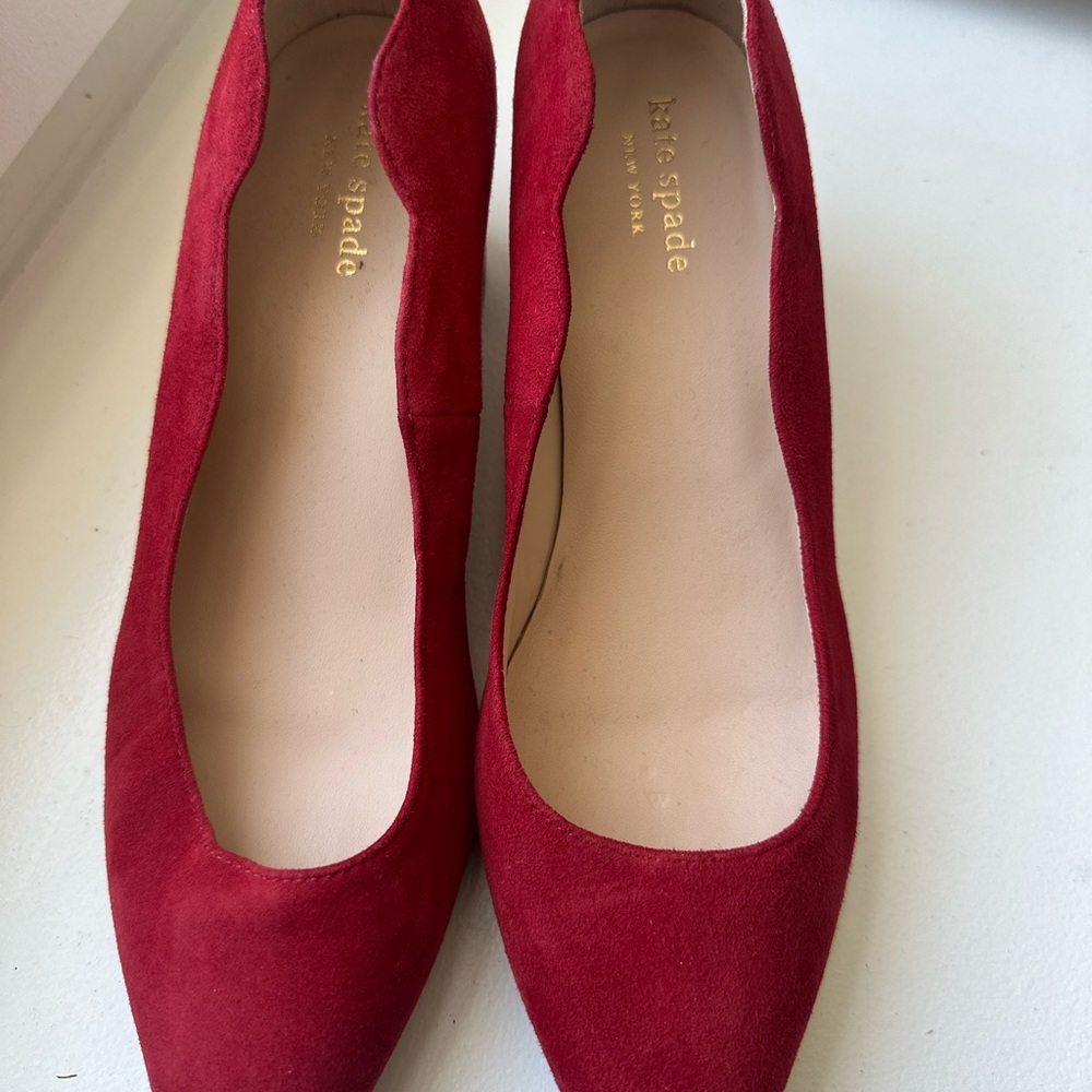 kate spade Red Suede Pointed-Toe Flats
